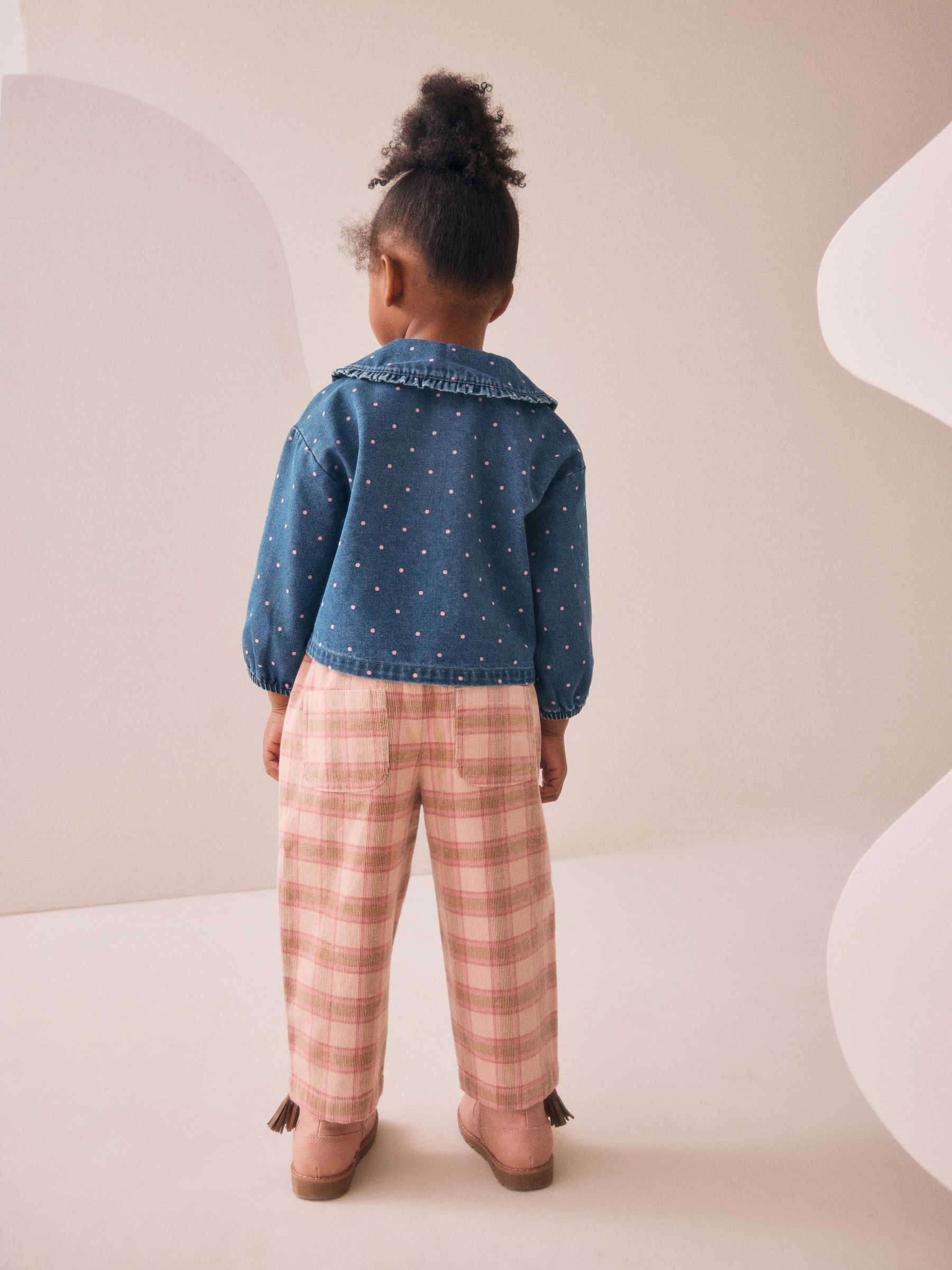 Normaal blauw - Set van denim overhemd en geruite broek (3mnd-7jr)