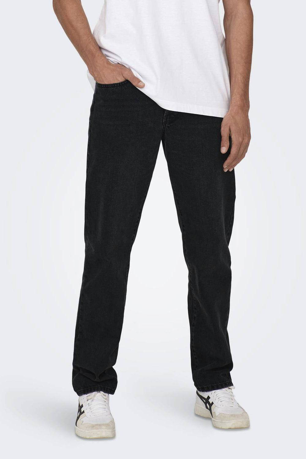 ONLY & SONS straight leg jeans ONSEDGE STRAIGHT BLACK 6985 zwart