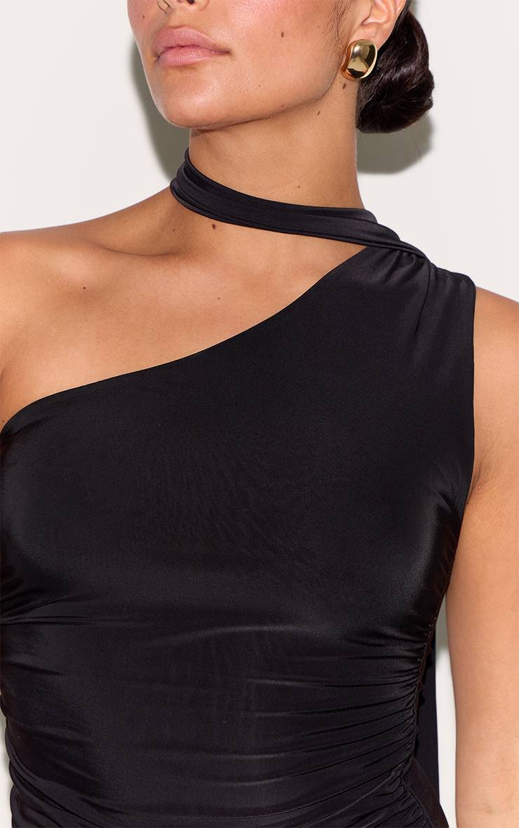 Noir Haut Long À Double Couche Avec Détail Noué Petite