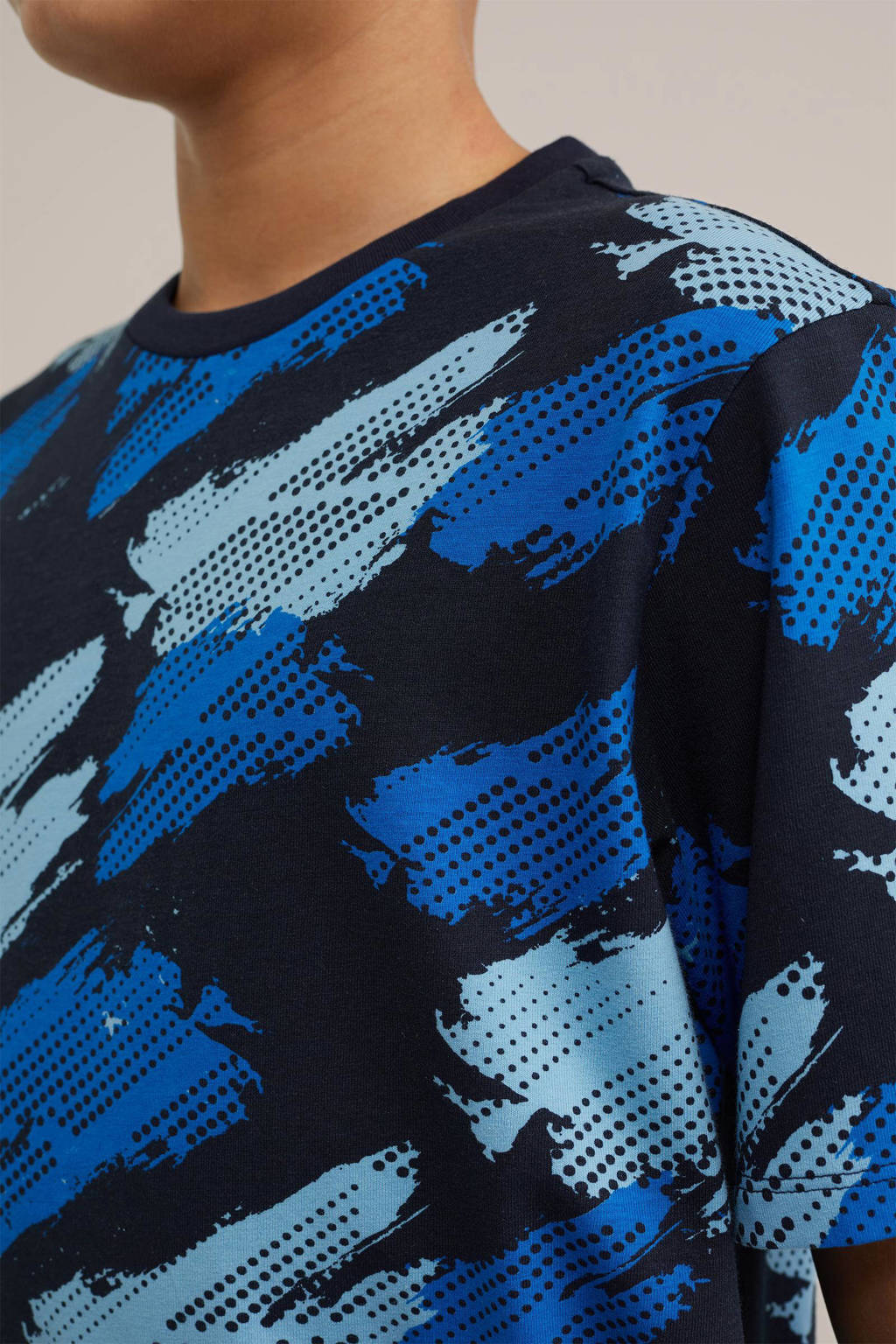 WE Fashion shortama met all over print blauw