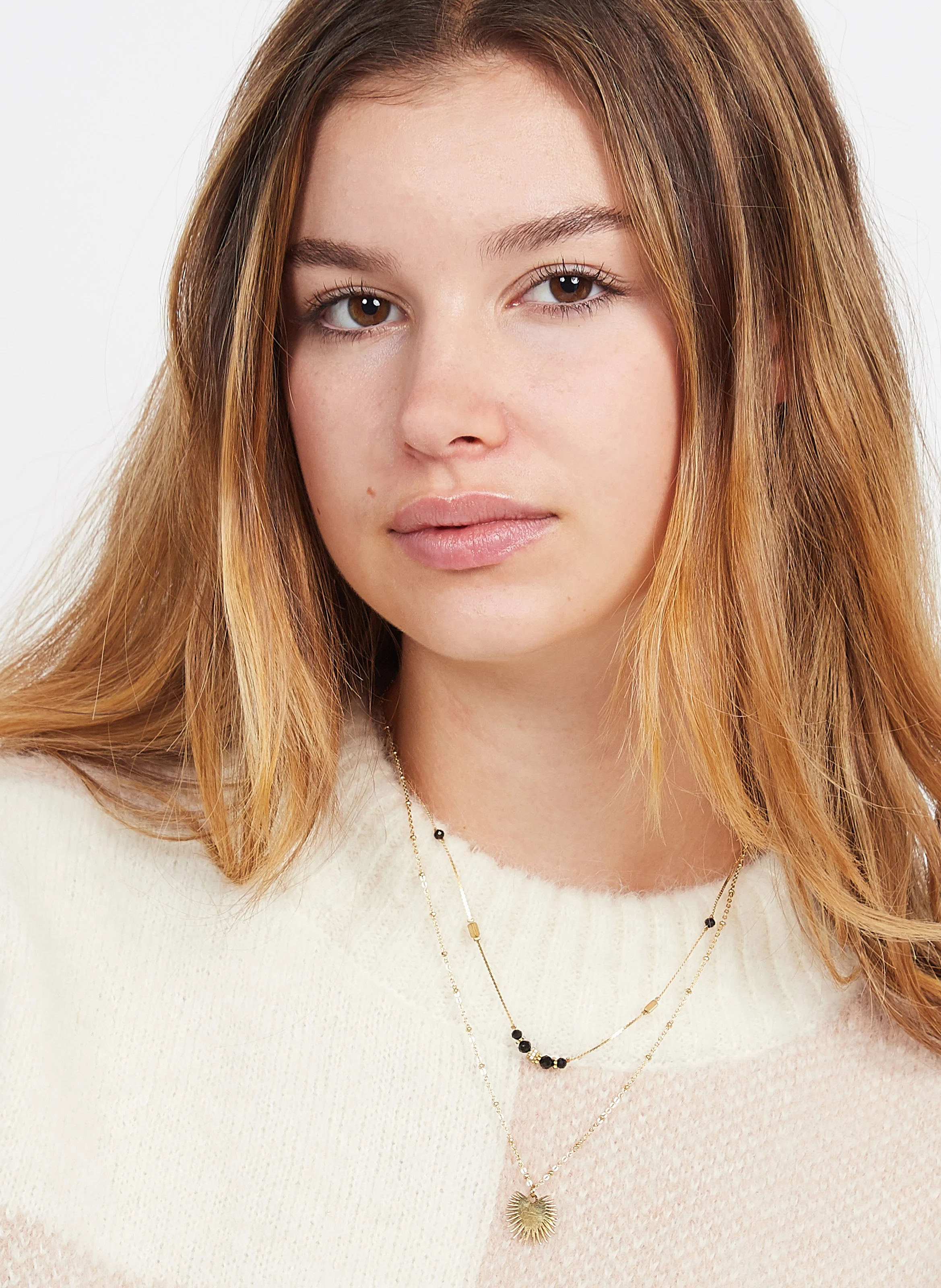 Collier à perles en acier | Doré