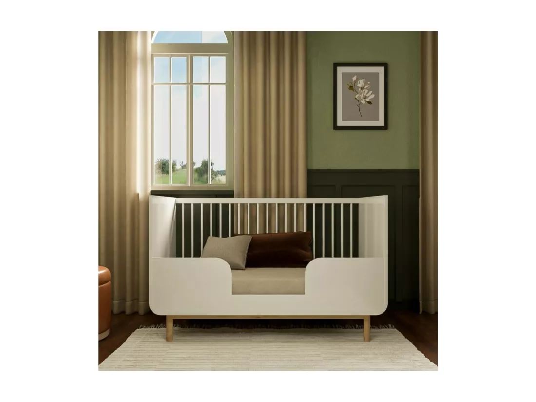 Lit évolutif bébé 70x140 cm panneaux de fibres blanc SASHA