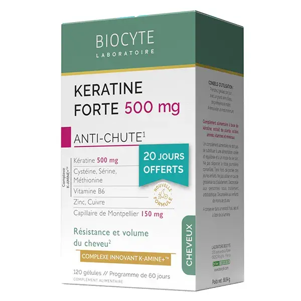 Biocyte Keratin Forte Pack 500mg Antiqueda e Fortalecimento Capilar - 120 Cápsulas