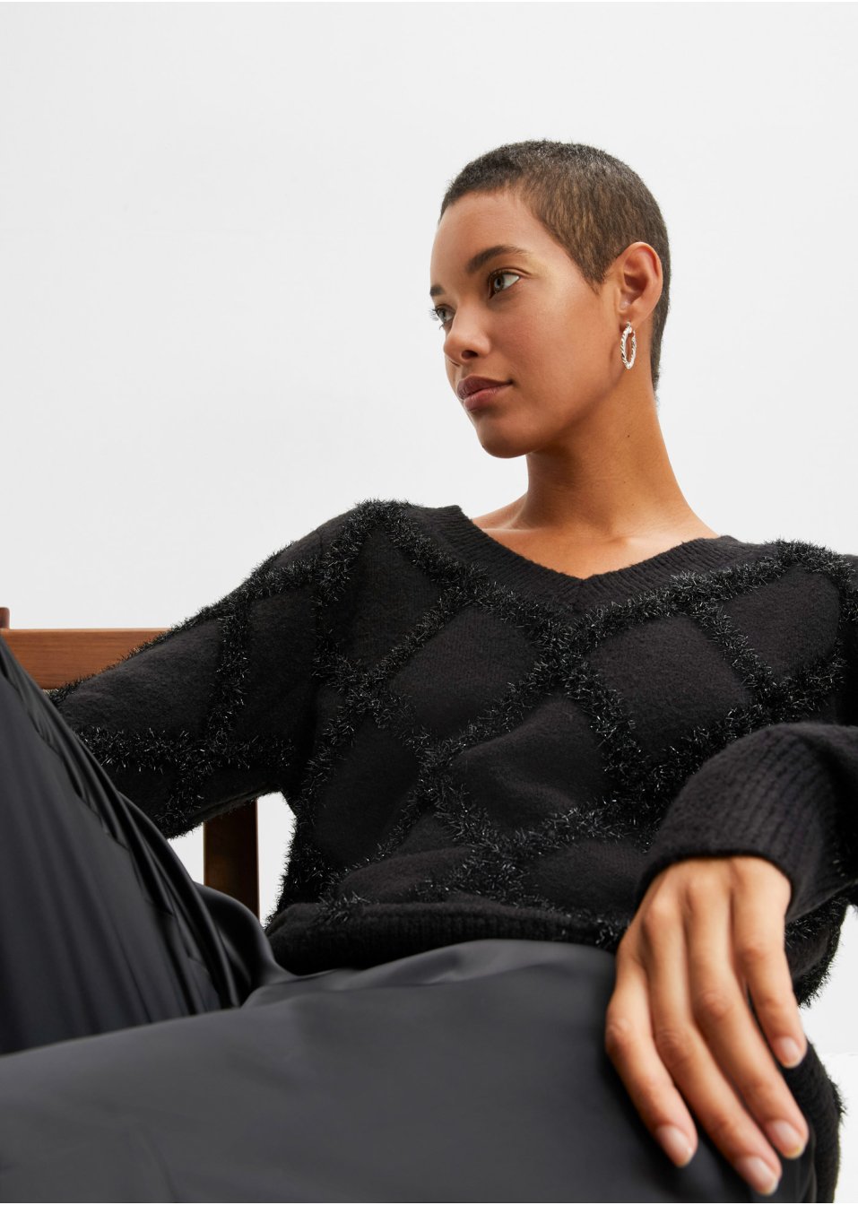 Pull en jacquard à effet brillant