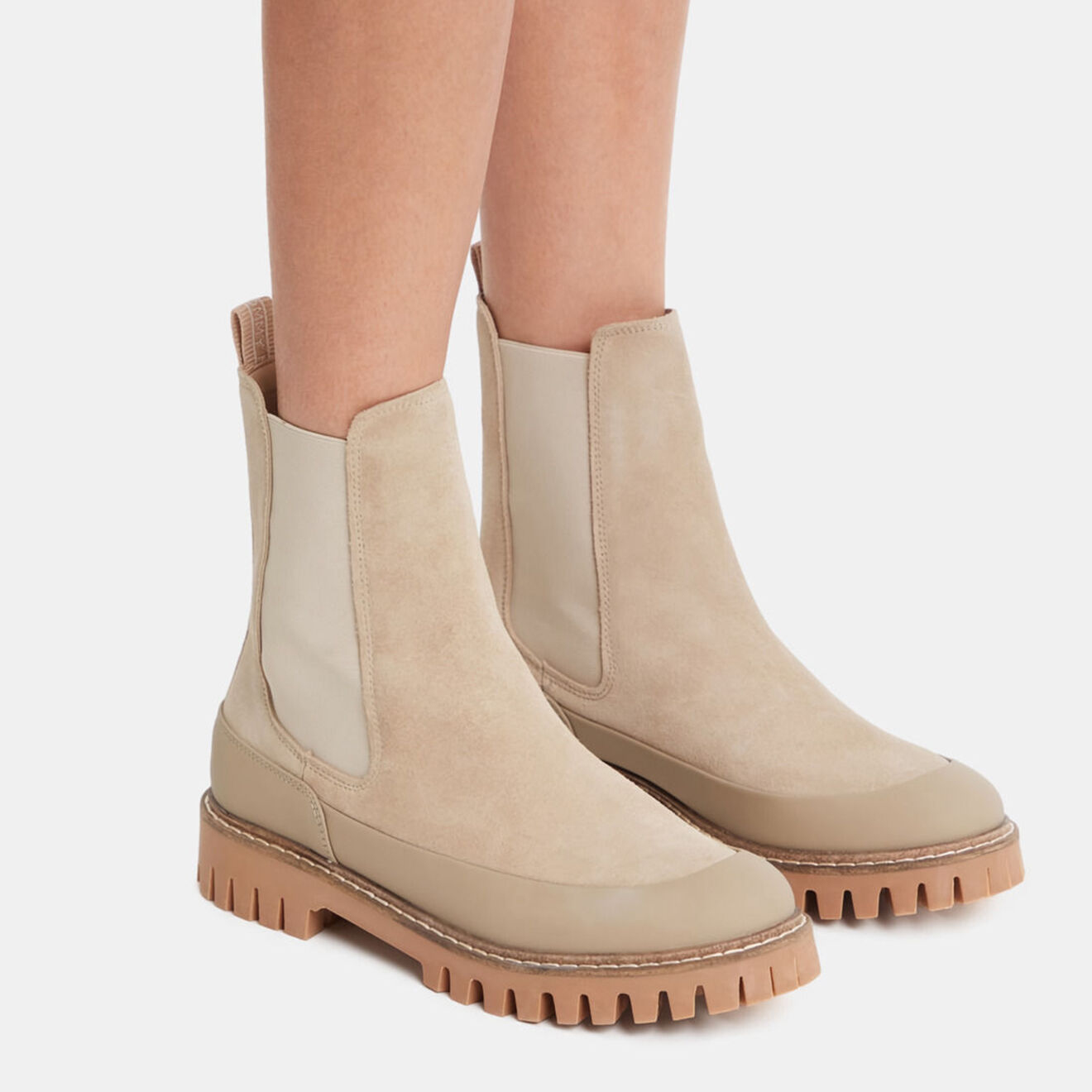 Tommy Hilfiger Chelsea boots en Velours de Cuir beiges