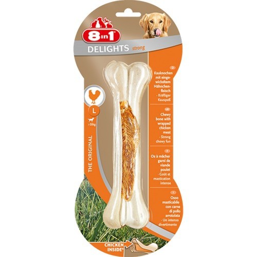 Delicioso sabor de frango com osso artificial