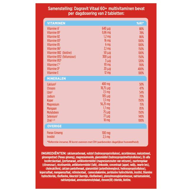 Dagravit Vitaal 60+ Totaal 30 Xtra 60 tabletten