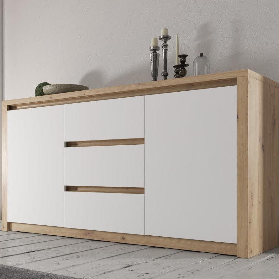 Melody - Dressoir - Wit/eiken - 140x43x80 cm