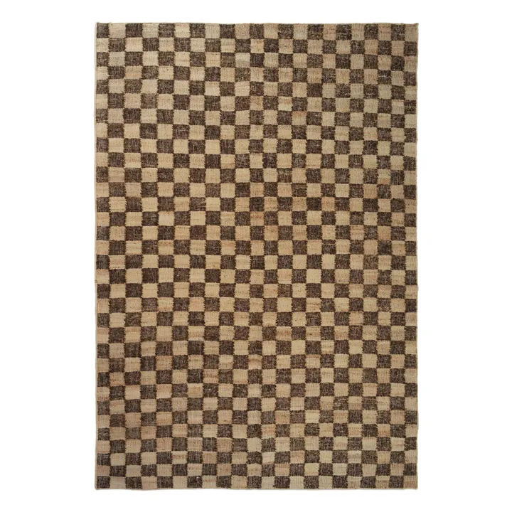 Ferm Living Tapis en jute et laine Check | Café