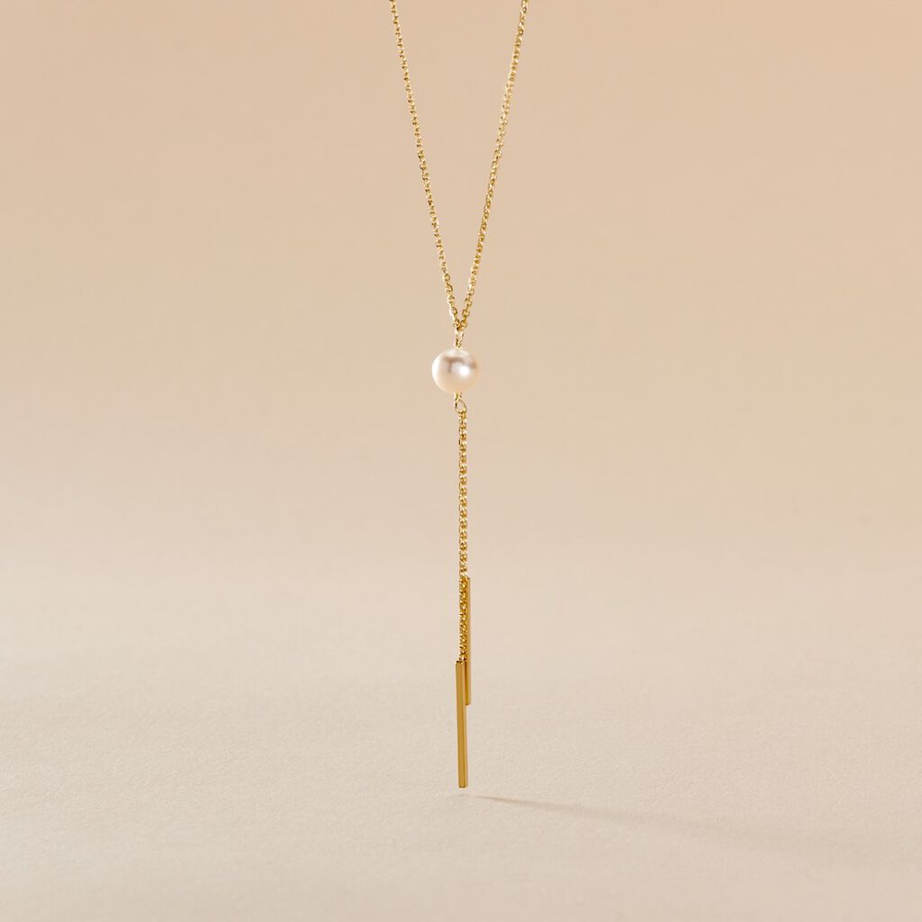 Collier Salman Or Jaune Perle De Culture