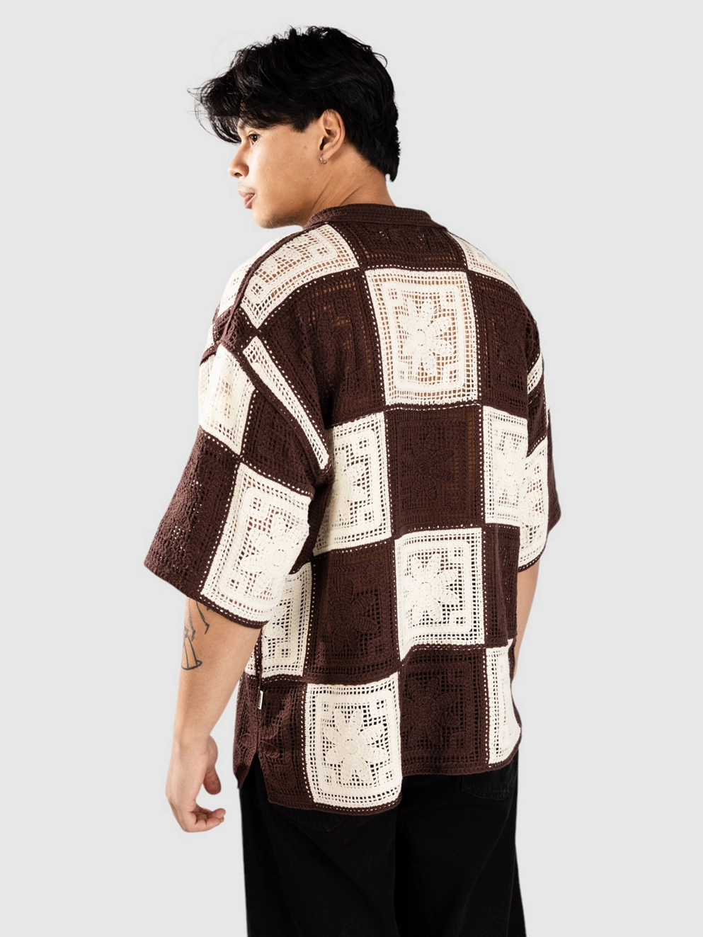 Woodbird WBBanks Crochet Knit Shirt brown/off white
