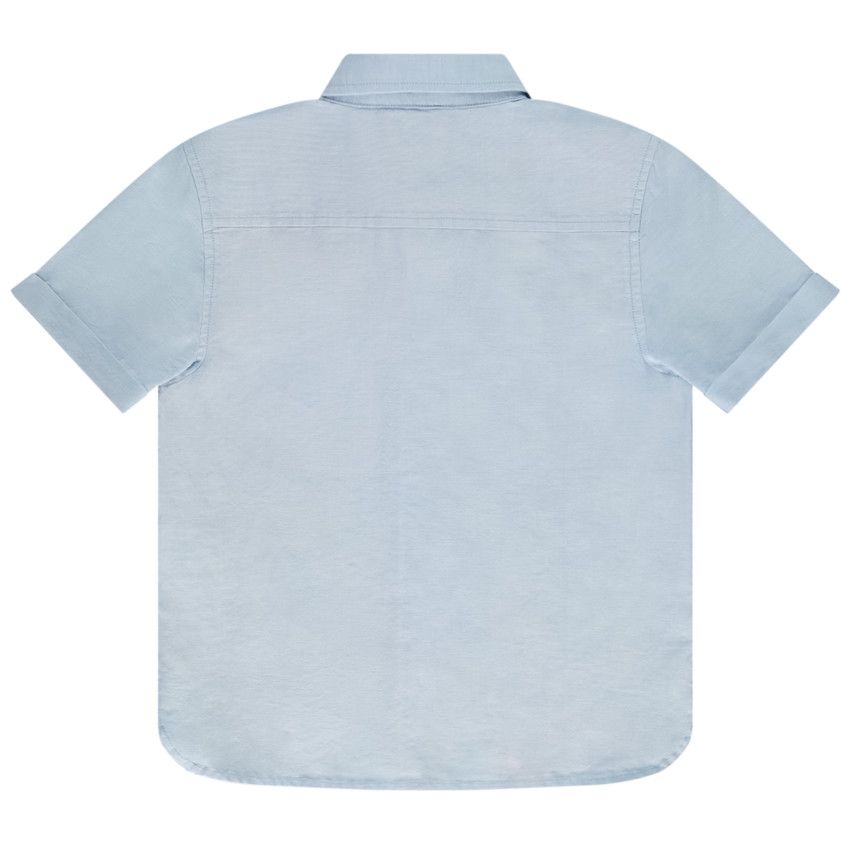 Chemise manches courtes unie en coton pour garçon - Bleu