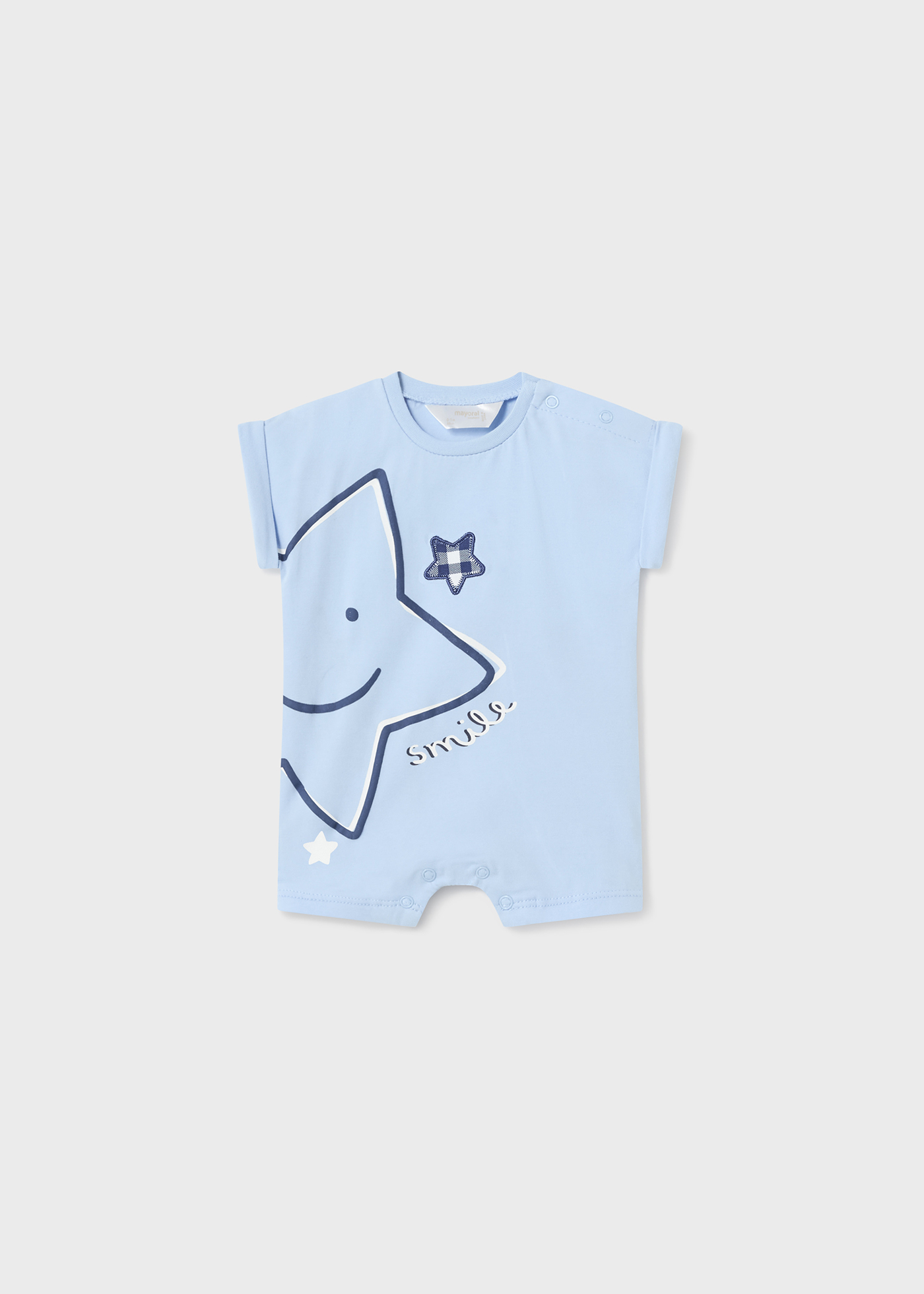 Conjunto de 2 pijamas curtos de algodão sustentável para recém-nascidos.