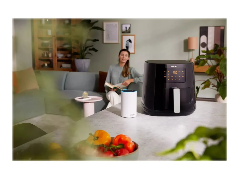 Philips Essential HD9280 Airfryer XL - Varmluftsrister - 6.2 liter - 2000 W - mørk sølv/sort