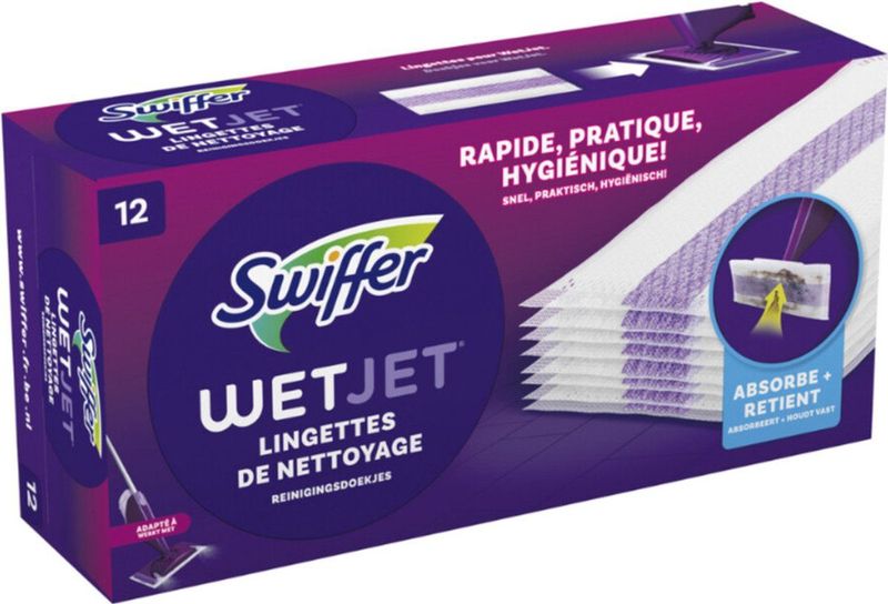 Swiffer - WetJet - Dweilsysteem Navulling - Reinigingsdoekjes 12 Stuks