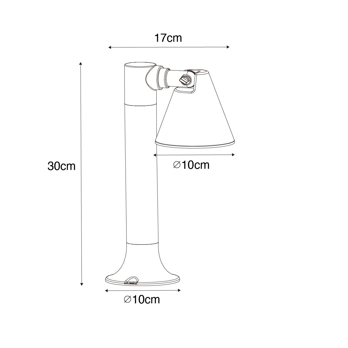 Modern buiten paaltje zwart 30 cm IP44 verstelbaar - Ciara