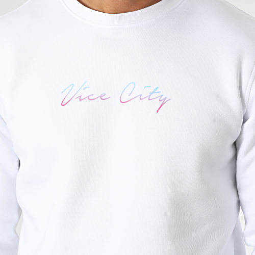 Sweat Crewneck Vice City Los Angeles Blanc