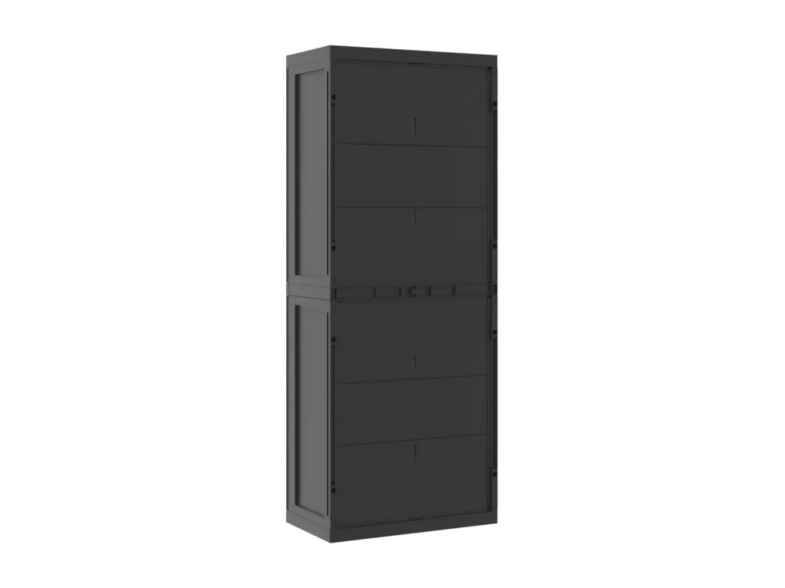 Armoire de rangement d'extérieur noir 65x37x165 cm PP