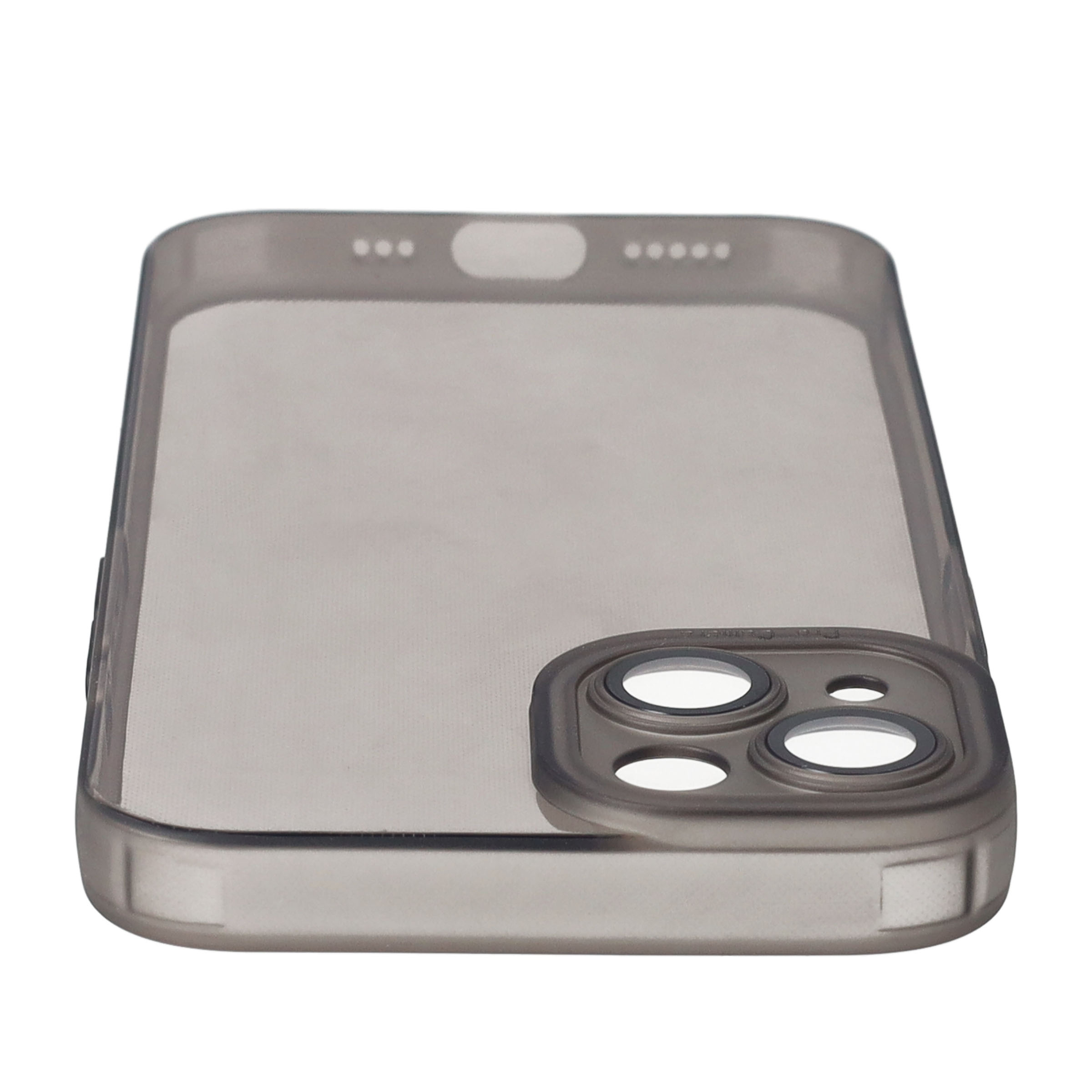 iPhone 13 Gummi Hülle Air Cushion Fallschutz mit Kameraglasschutz - Schwarz / Transparent