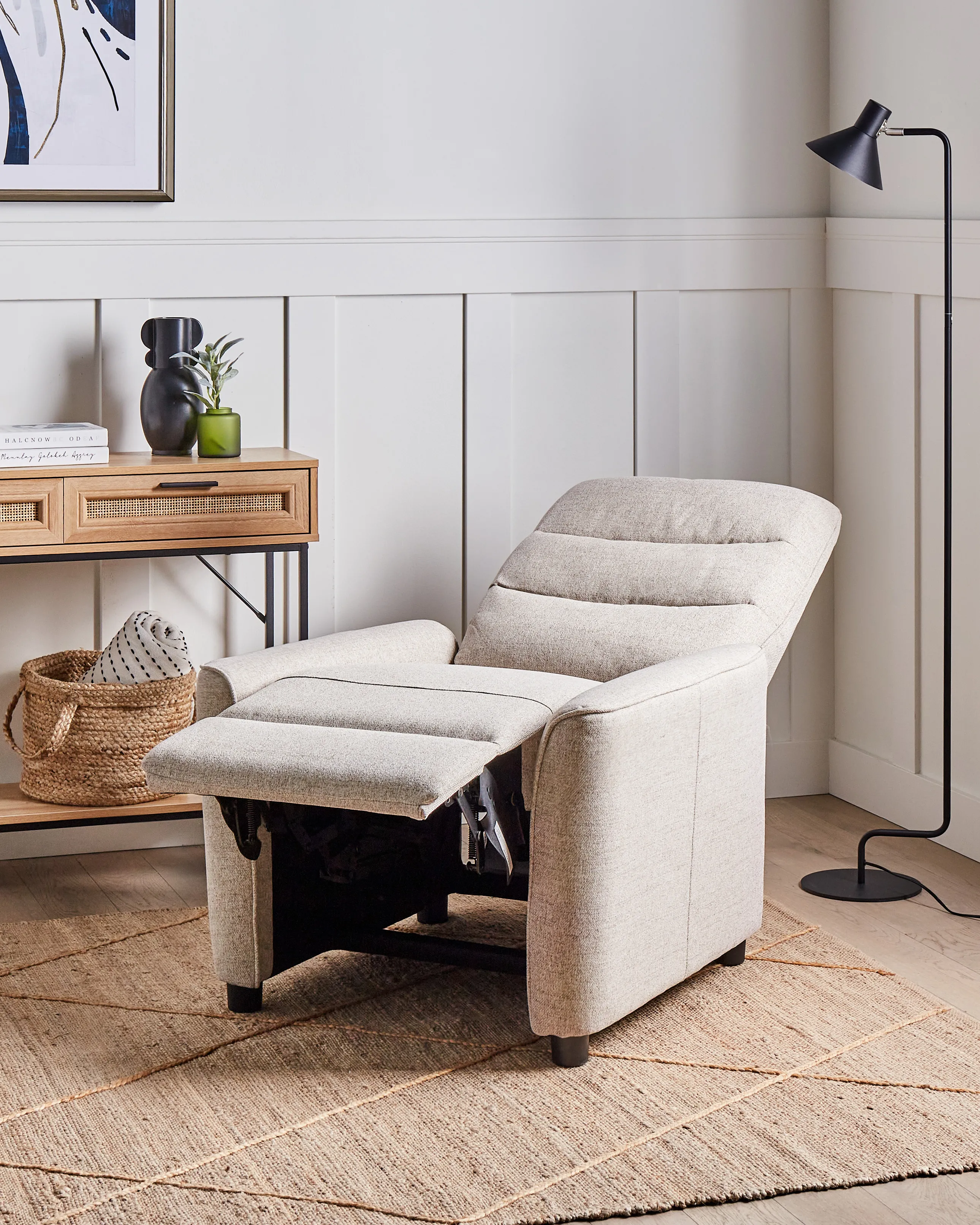 Relaxfauteuil SANDE inclusief voetensteun Stof Taupe