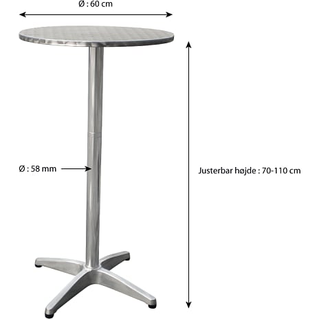 Augusta cafébord i aluminium Ø: 60 cm