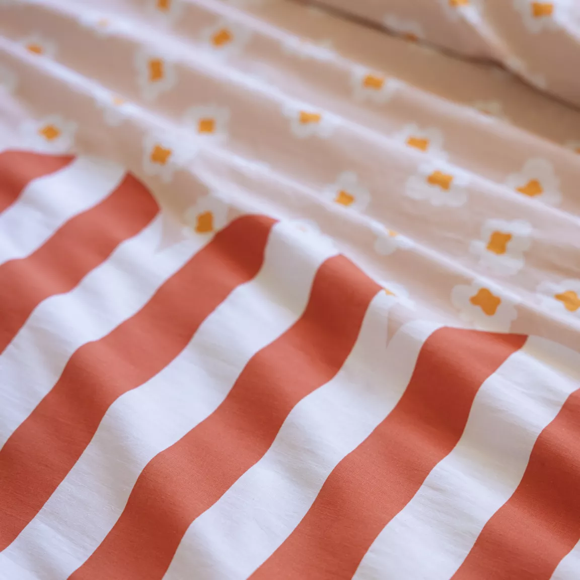 Housse de couette et une taie enfant coton (140 x 200 cm) Fresh popcorn Rouge