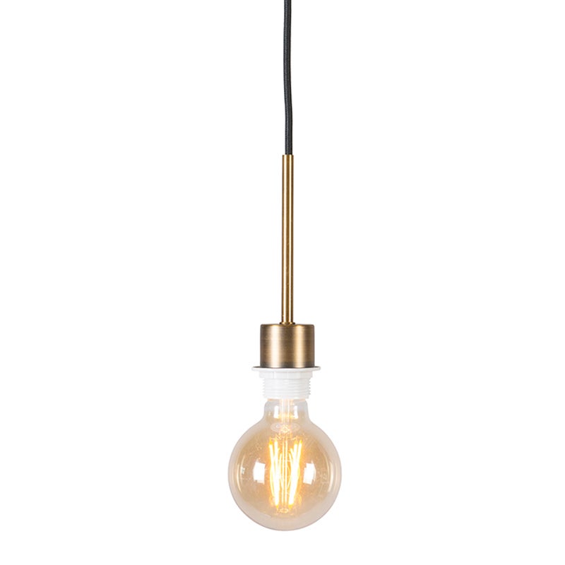 Moderne hanglamp brons met zwarte kabel - Combi 1