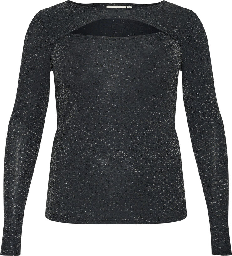 Kaffe Curve KCellia LS T-Shirt Black glitter jersey