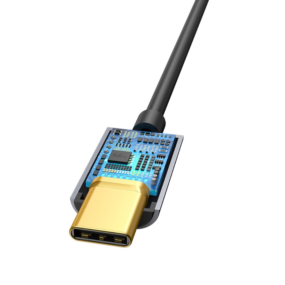 (10cm) USB C auf 3.5mm AUX Klinke Adapter - Dunkelgrau