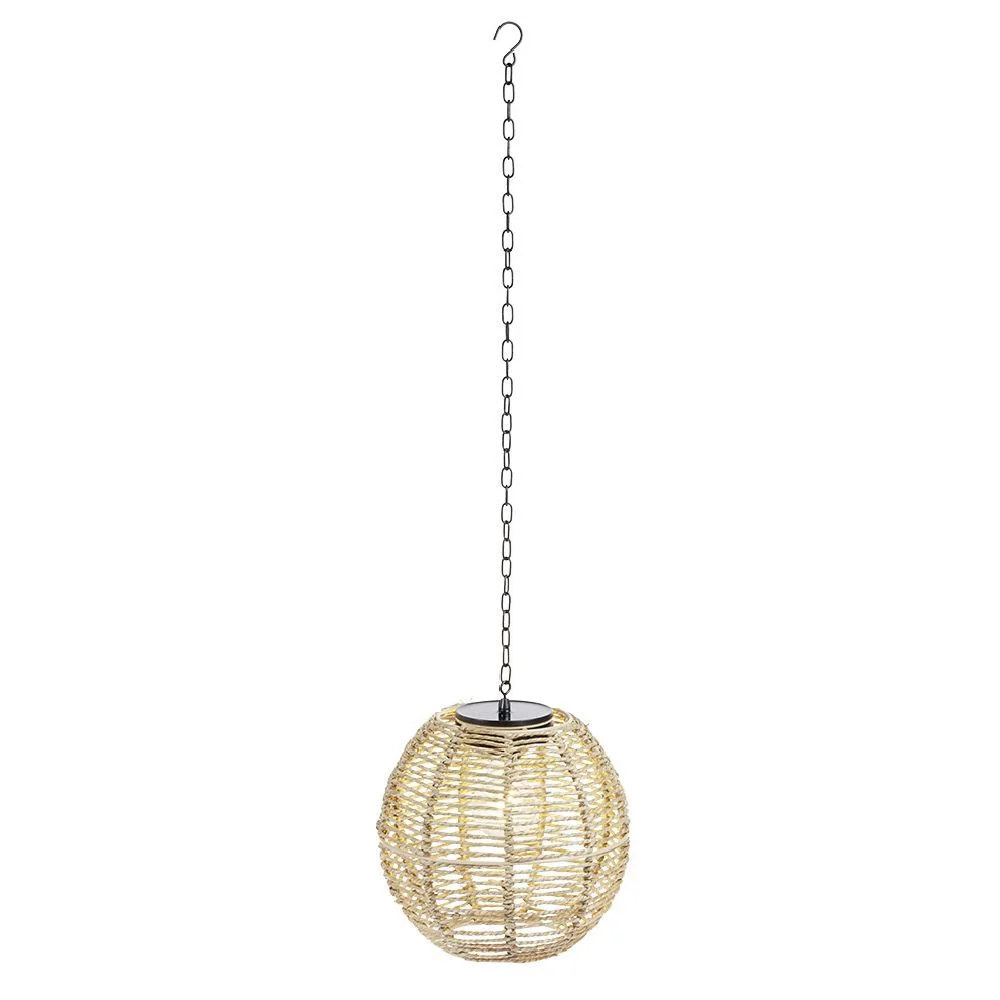Suspension solaire effet rotin tressé ajouré Ø22,5xH22,8 cm