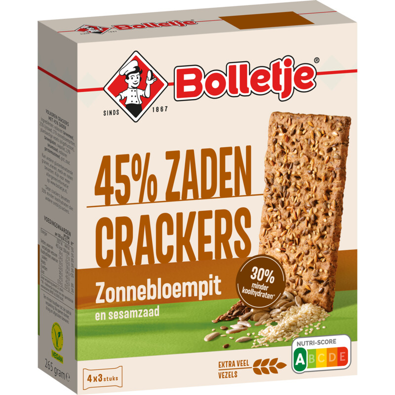 Bolletje 45% zaden crackers zonnebloempit