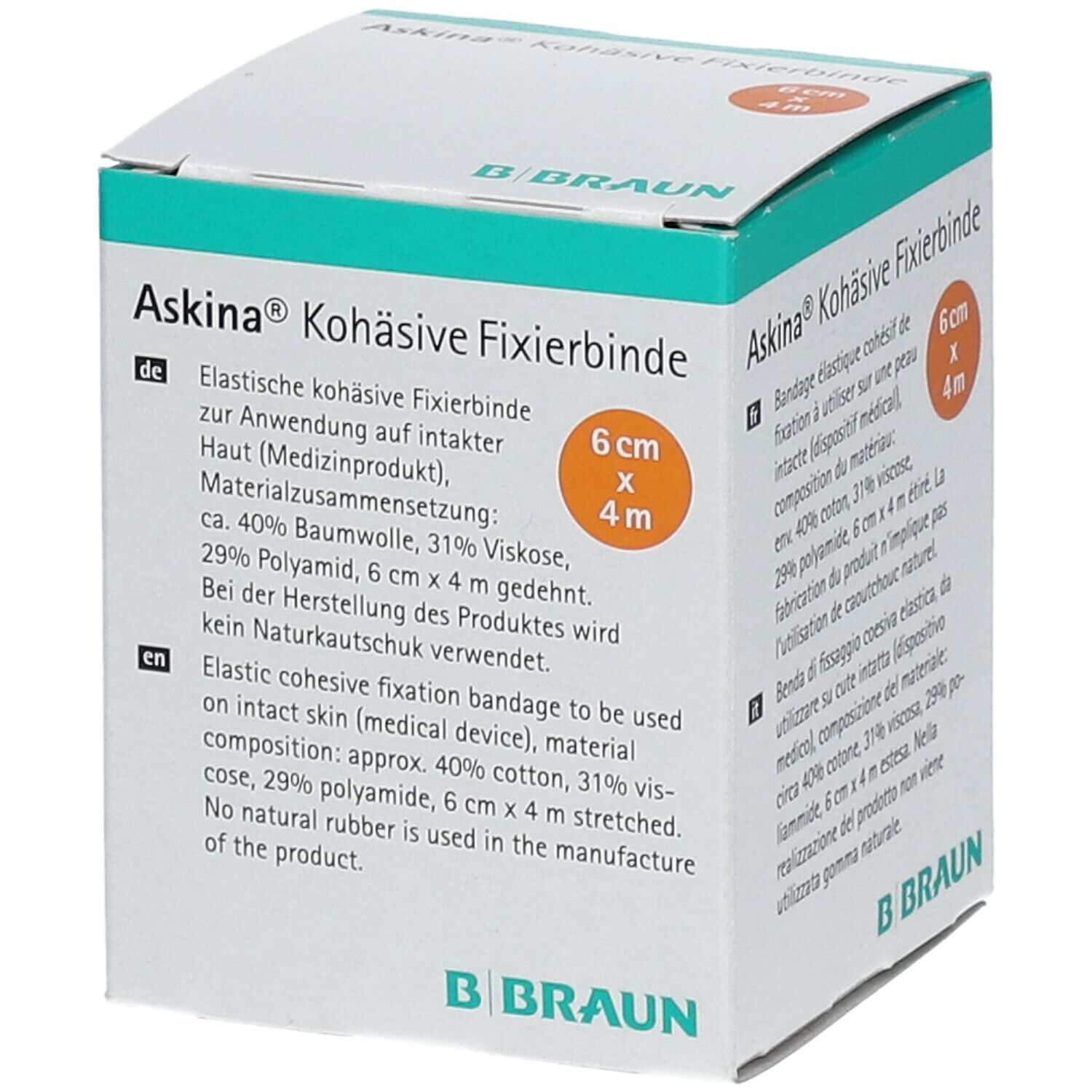 Askina® kohäsive Fixierbinde latexfrei 6 cm x 4 m