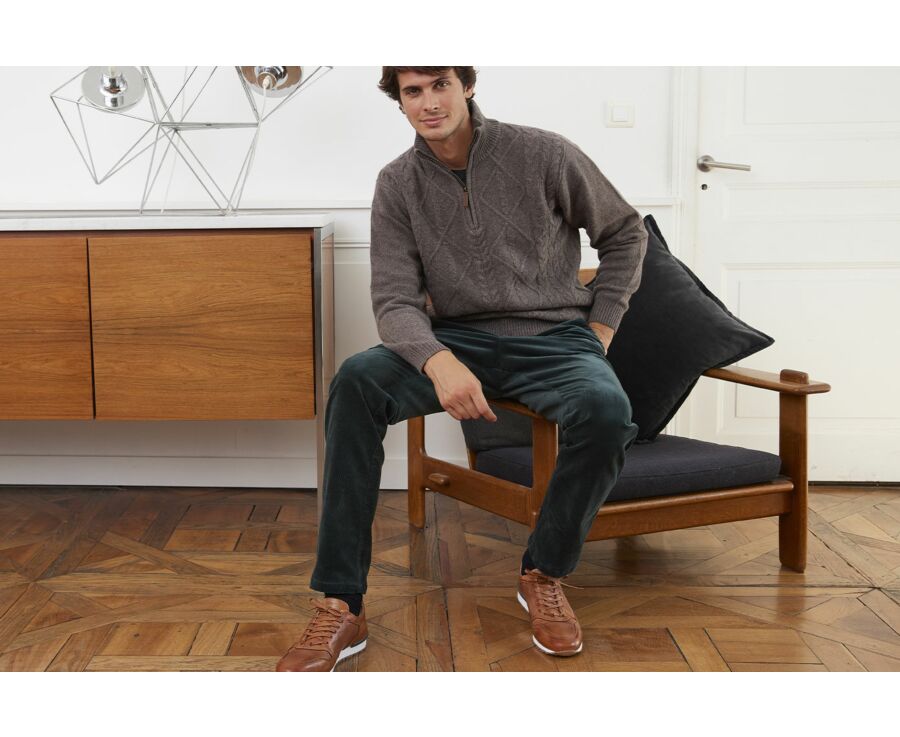 Pantalon chino velours côtelé homme Vert Sapin - NORMAN