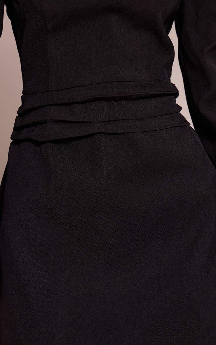 Noir Robe Blazer Tissée À Col En V