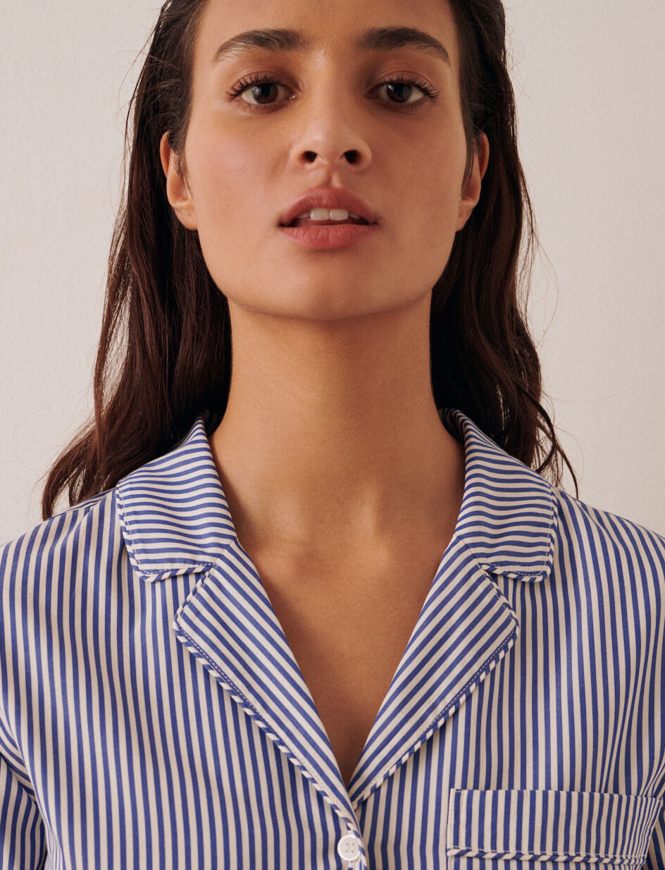 Veste de pyjama - milleraie bleu franc