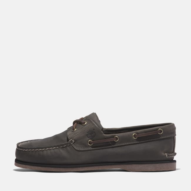 Scarpa da Barca in Pelle Classic da Uomo in                Grigio medio