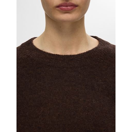 Selected Femme Lulu Striktrøje, Coffee Bean Melange, XS