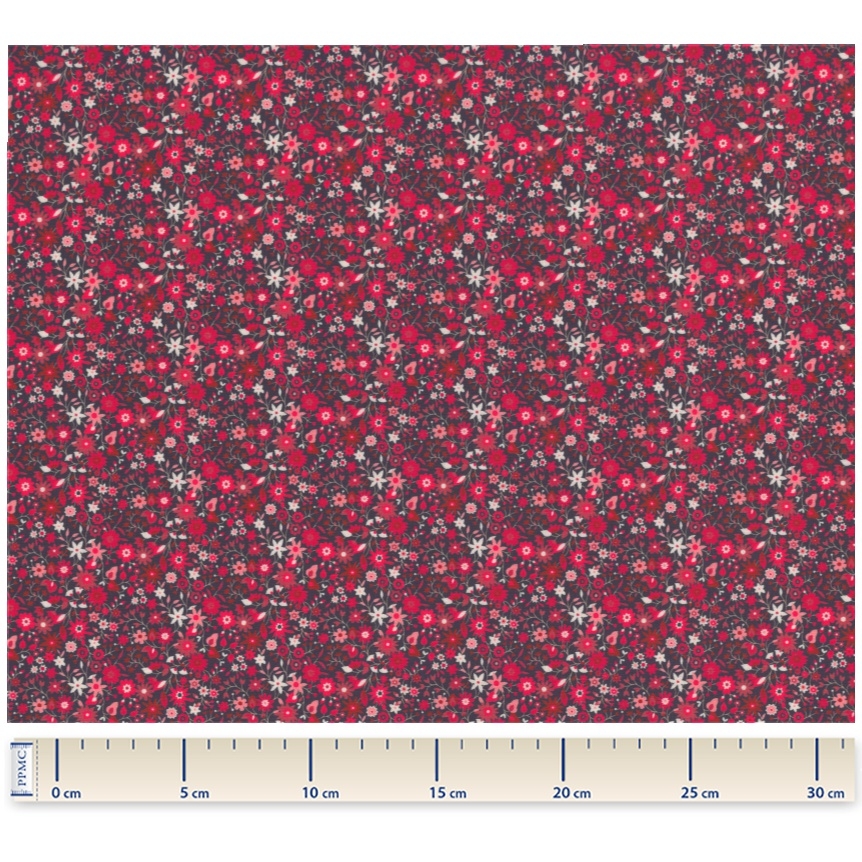 Tissu Coton Au Mètre Ex2481 Seventies Rouge