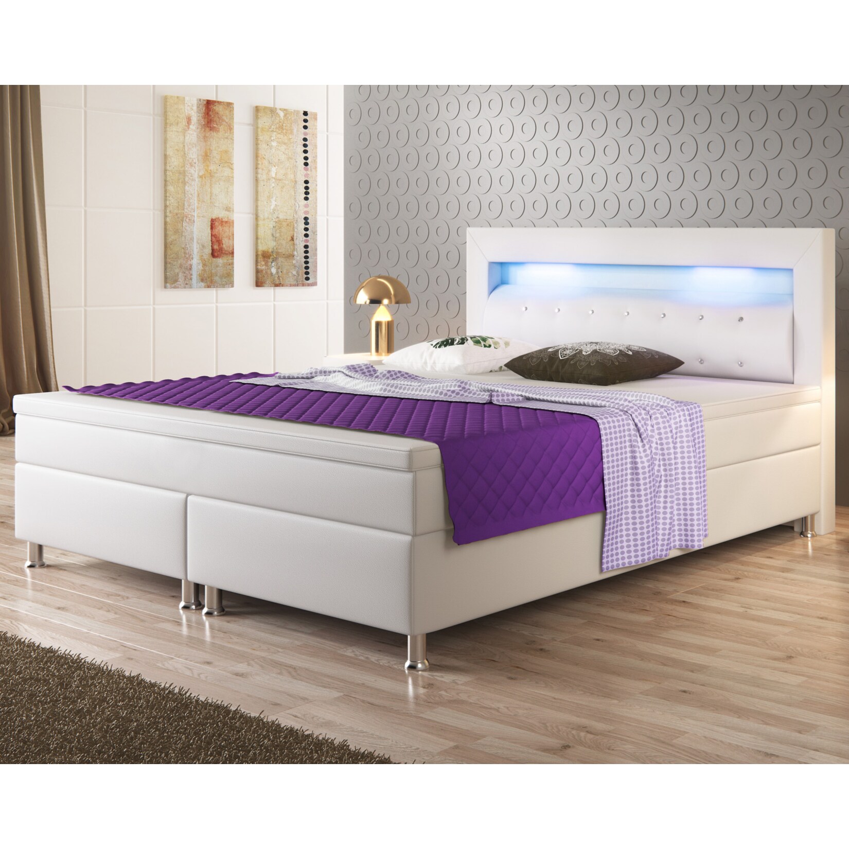Inter Handels Boxspringbett Monaco 180x200 cm weiß