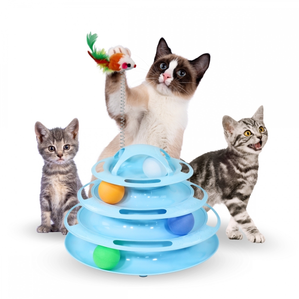 Brinquedo interativo para gatos Mobiclinic, torre compacta para atividades físicas.