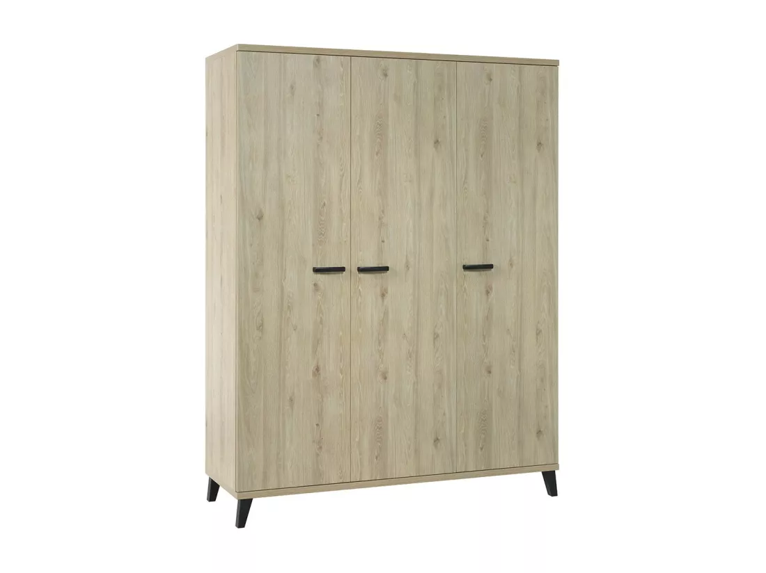 Armoire robuste pour chambre d'enfant 3 portes collection DANAÉ coloris chêne clair.