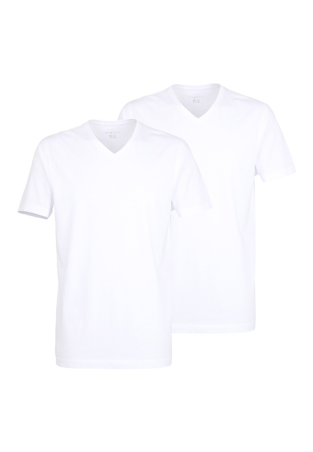 bugatti T-Shirt »Bari«, V-Ausschnitt, Kurzarm, basic, Baumwolle, weich, atmungsaktiv