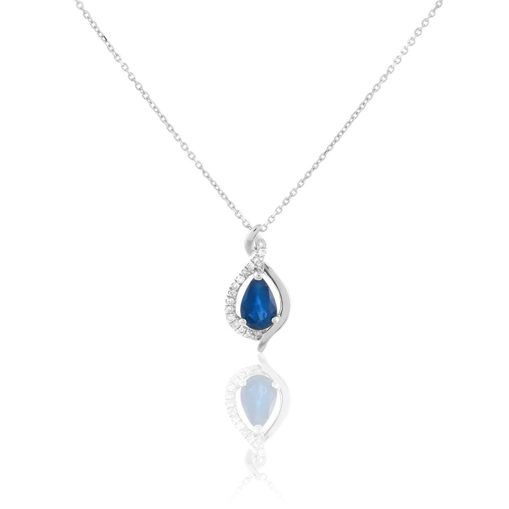 Collier Angelika Or Blanc Saphir Et Diamant