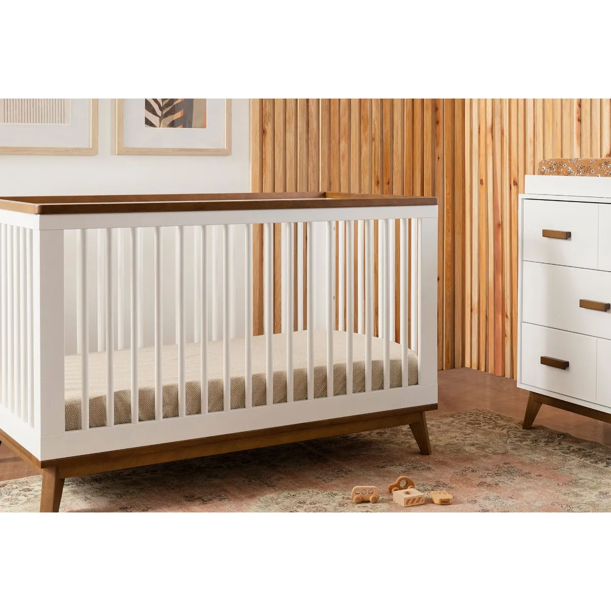 Babyletto Meuble à Langer 3 Tiroirs Scoot - Blanc  Noyer