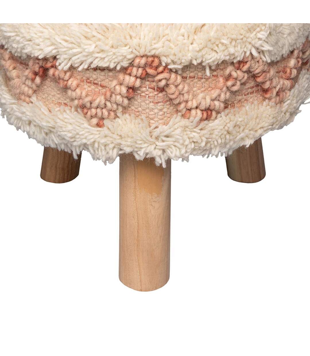 Tabouret fait main ZAGI Crème 35x35 en laine idéal pour une chambre