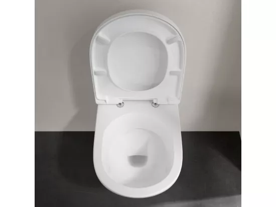 Pack WC sans bride VILLEROY ET BOCH O novo avec abattant frein de chute + bâti Viconnect PRO + plaque blanche