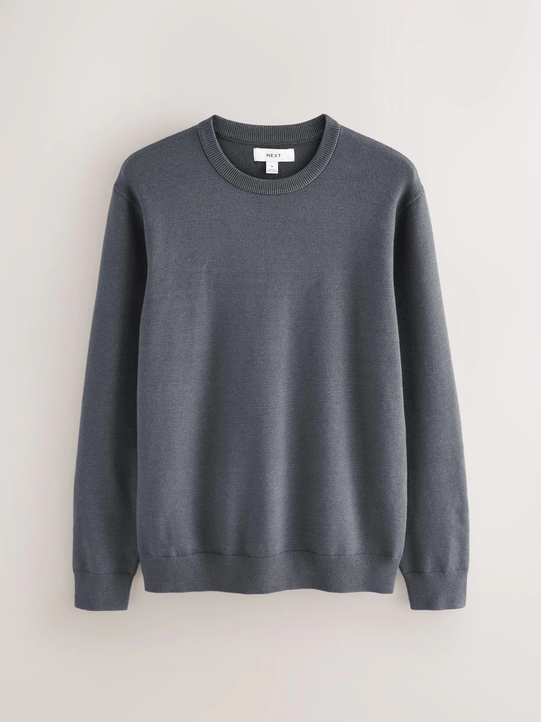 Antraciet - Regular Fit Soft Touch Crew Neck Jumper