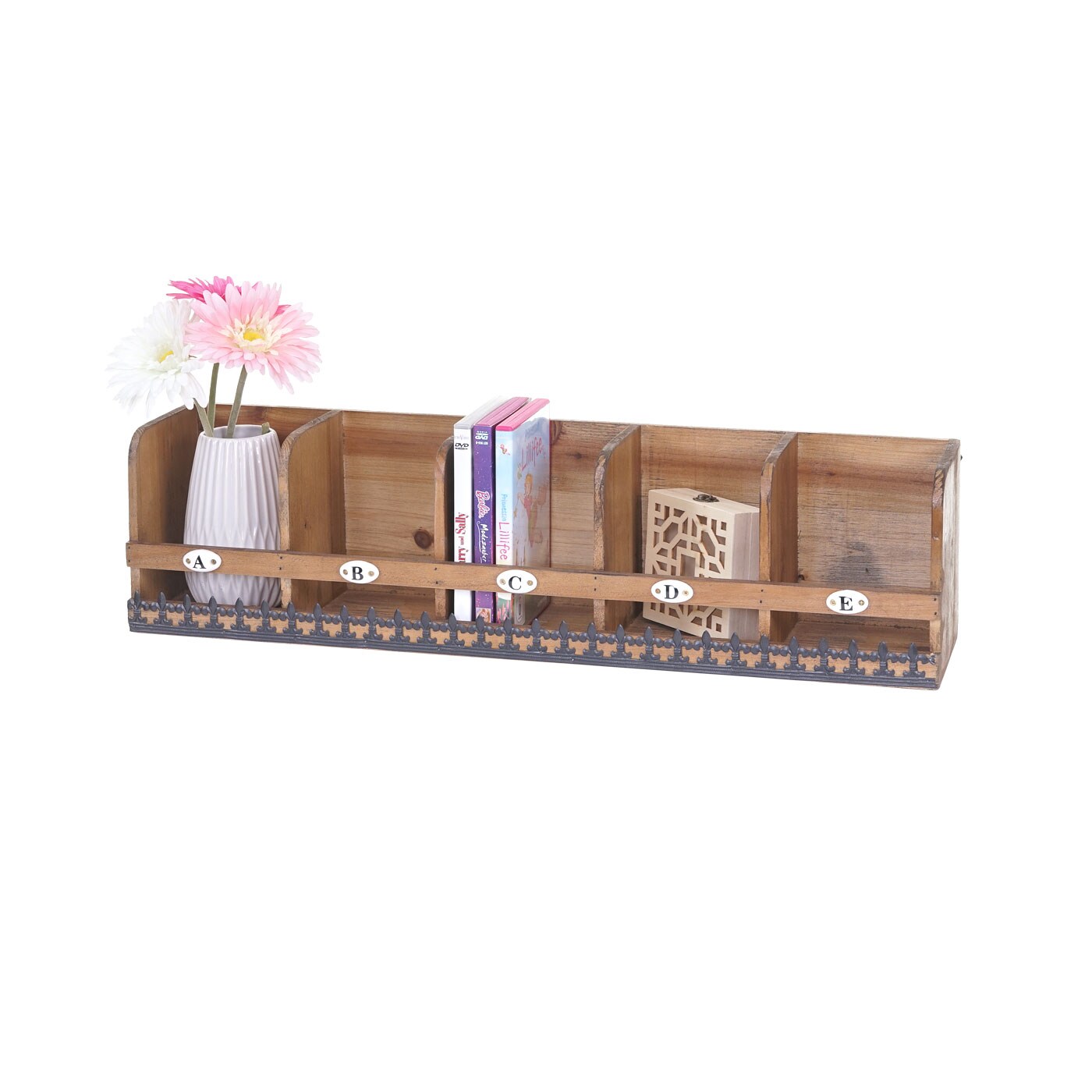 Wandregal MCW-A43, Hängeregal Regal, Tanne Holz massiv Vintage Shabby-Look 71x18x16cm