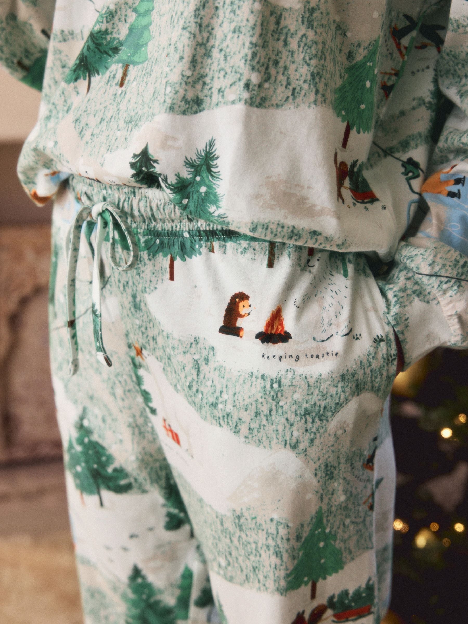 Groen sneeuwtafereel - Pyjama met lange mouwen