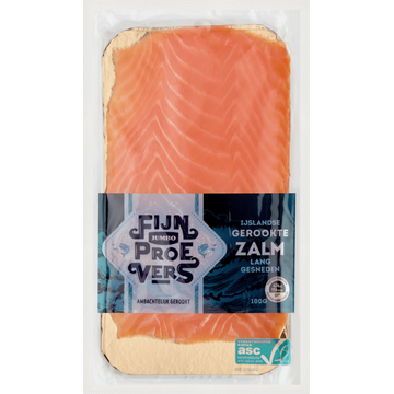Jumbo Fijnproevers IJslandse Gerookte Zalm Lang Gesneden 100 g